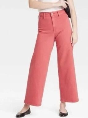Universal Thread Women 17 Light Red Denim High Rise Sailor Wide Leg Jeans NWT